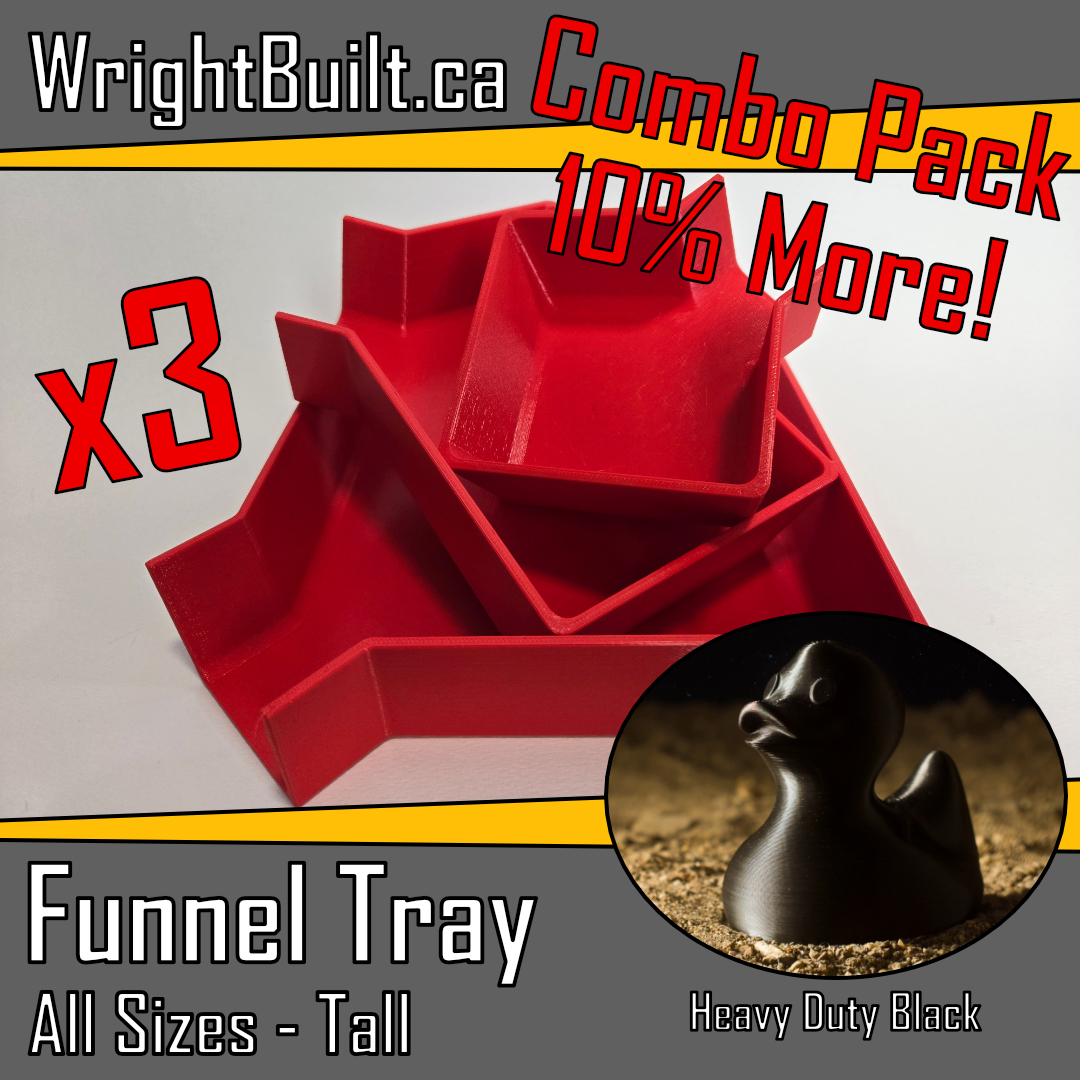 Funnel Tray - All Sizes (1ea: S/M/L) & Tall - Heavy Duty Black Plastic - Sorting & Organizing Tool - 3 Pack
